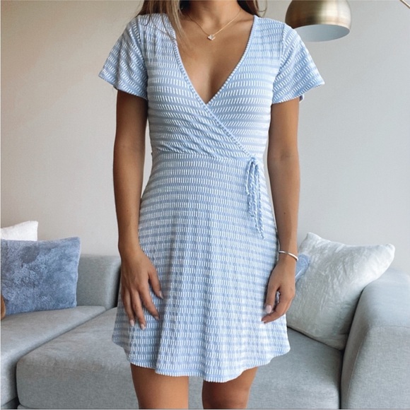 Caution To The Wind Dresses & Skirts - Caution To The Wind Striped Wrap Dress